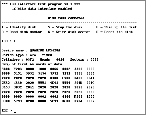 result from the IDENTIFY command