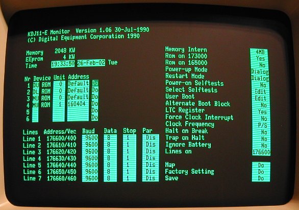 PDP-11/93 forced Dialog Mode screen